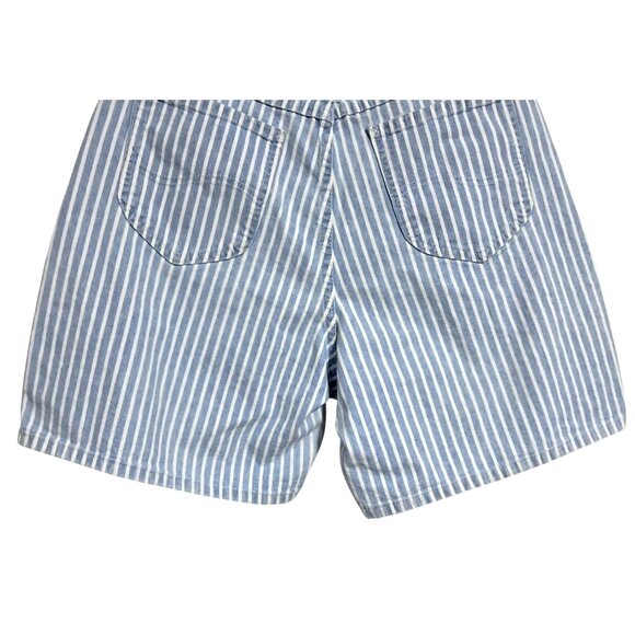Lee Womens Vintage High Waist Striped Denim Shorts Size 14 Petite Blue & White - Picture 7 of 8